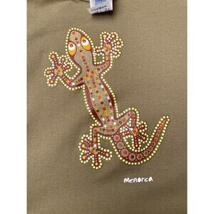 Vintage 90s T-Shirt 1990s Menorca Souvenir Tee Green Lizard Retro Size Large